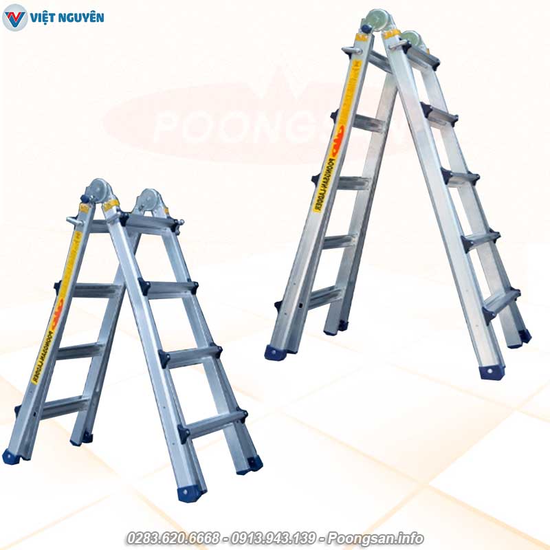 Thang nhôm xếp linh hoạt, dễ di chuyển trong trường Cao Đẳng